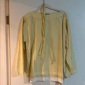 J.Crew Yellow and White Striped Cotton Belted Shirt